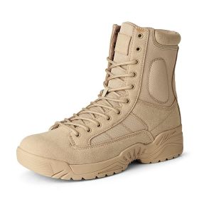Autumn Combat Boot Men Women Climbing Training Lightweight Waterproof Tactical Boots Outdoor Hiking Breathable Mesh Army Shoes (Color: Sand Color, size: 41)