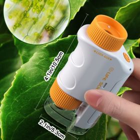 Mini Pocket Microscope Kit 60-120x Lab Handheld Microscope Battery Powered Microscope With LED Light Kids Science Microscope (Style: Orange Plain Box B)