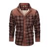 Thickened Shirt Jacket With Classic Plaid Fuzzy Fleece Lining Inside Design