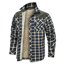 Autumn Winter Fleece Thick Casual Fit Men Warm Jacket (Color: Blue, size: XL)